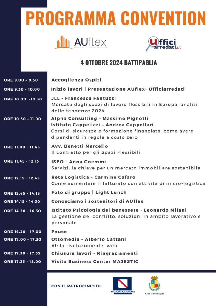 Programma dell'evento AUflex di venerdì 4 Ottobre '23